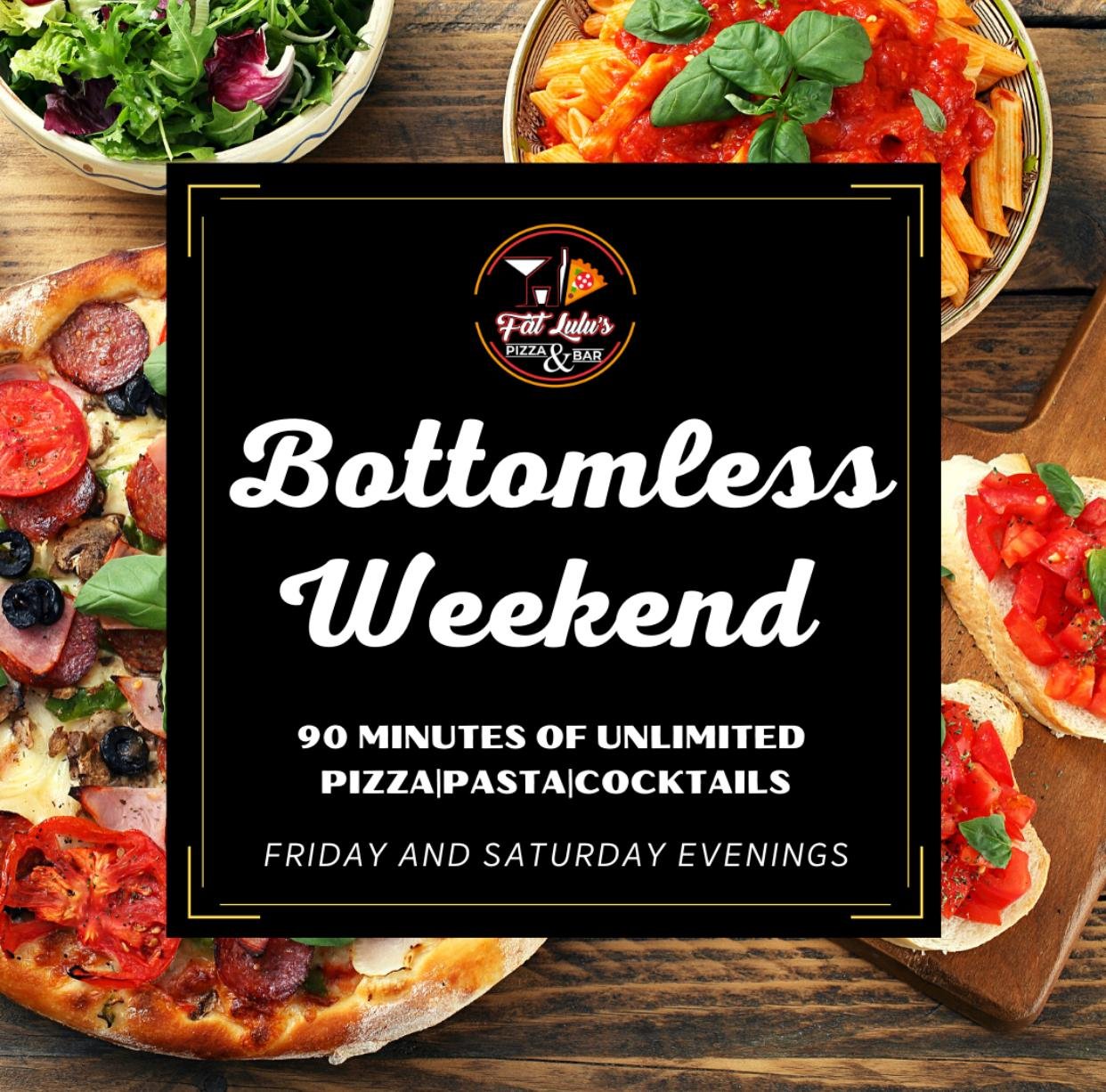 Bottomless Pizza Pasta Cocktails Fat Lulu’s Pizza and Bar